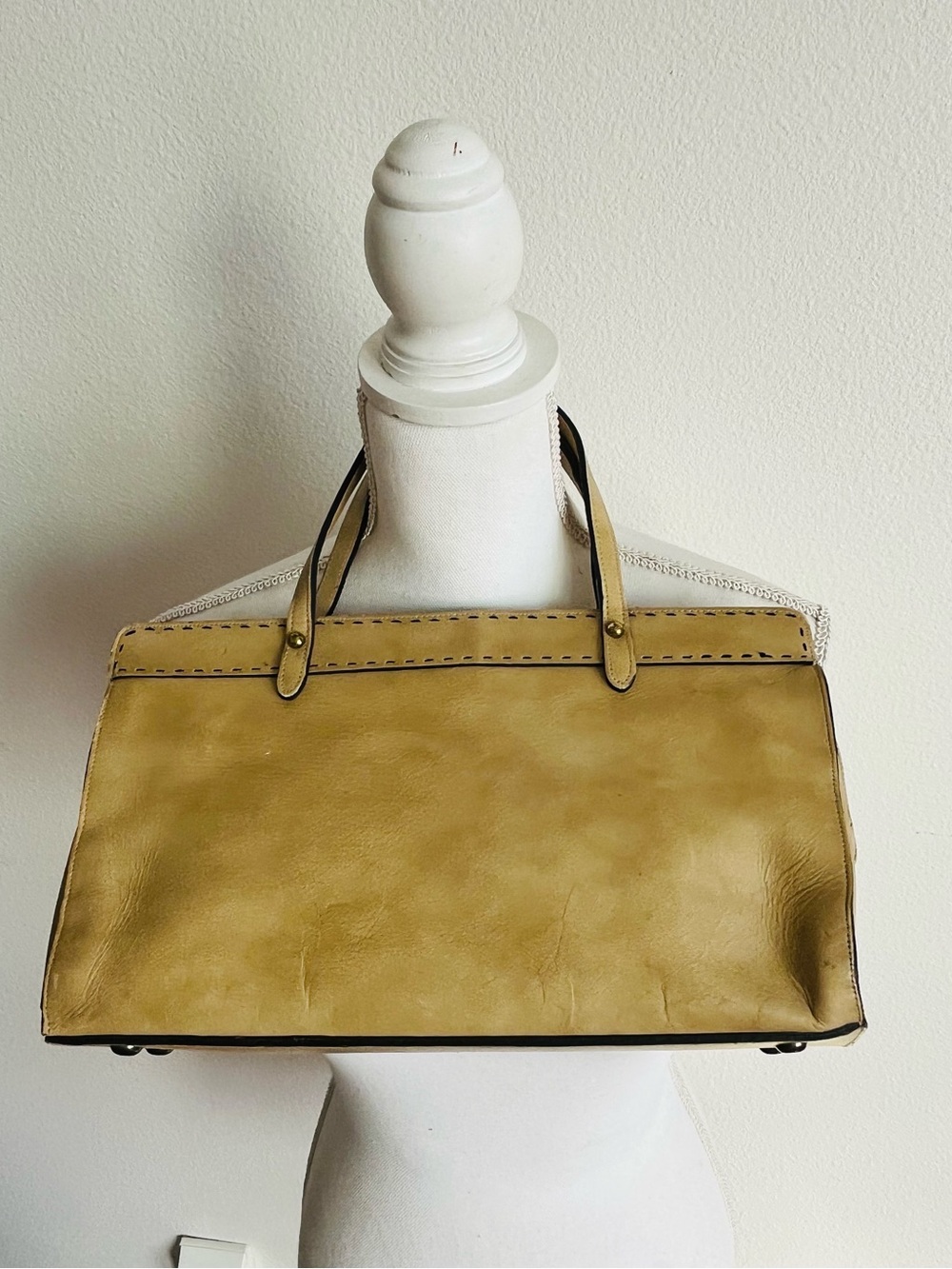 Women's Tan Leather Top-Handle Bag